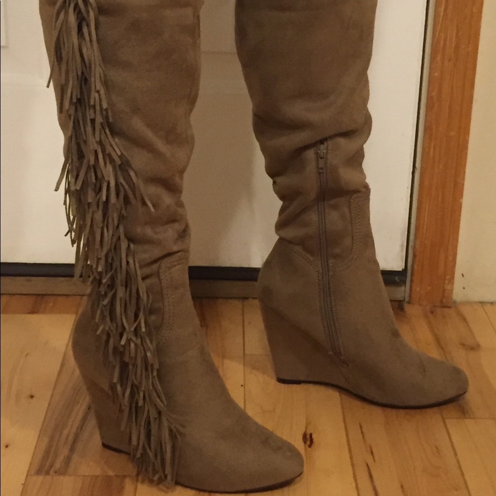 Tan Fringe Boots